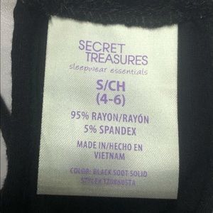 🧿 Secret Treasures Black Chemise Gown Sleepwear Size Small 4-6